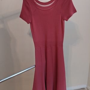 Dusty rose midi stretch knit dress